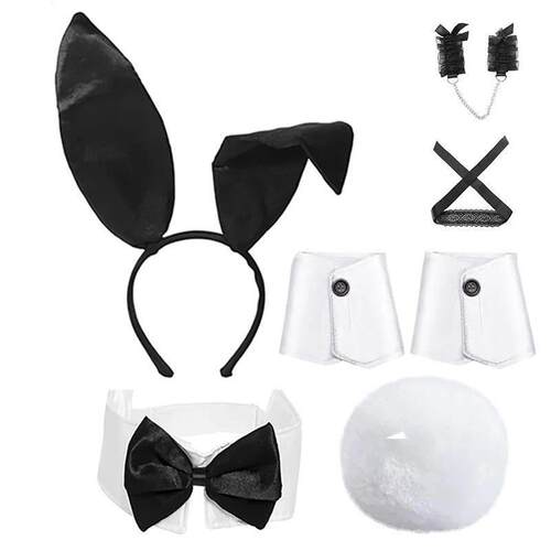 Bunny Girl Costume Set With Bunny Ears, Bow Tie, Tail, Glove