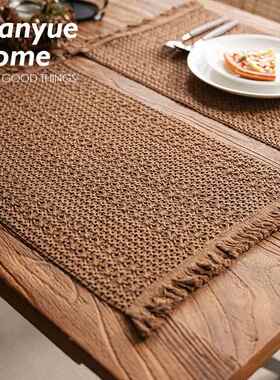棕派对苏桌垫垫拍餐背景布复古桌流布ltao1027照茶艺棉麻桌旗编织
