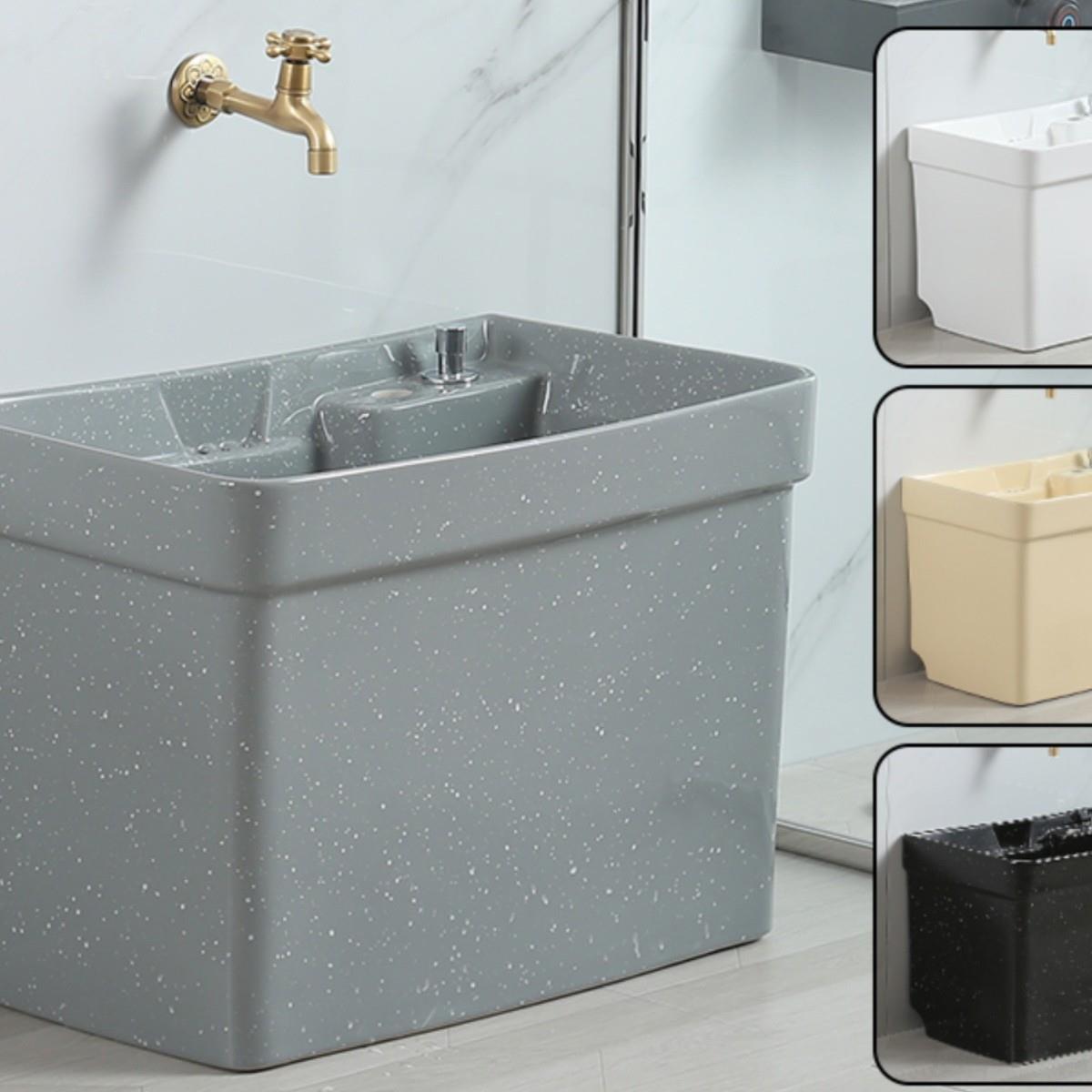 彩色拖把池大号尺寸家用卫生间陶瓷墩拖布洗地盆阳台倒脏水落地槽