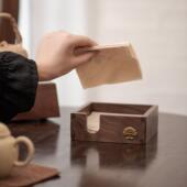 一纪方形纸巾盒餐厅商用实木桌面餐巾盒轻奢高级感抽纸盒可定制