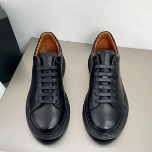 采购产品夏季 真皮休闲皮鞋 男士 黑色厚底鞋 年动运轻 鞋 正品