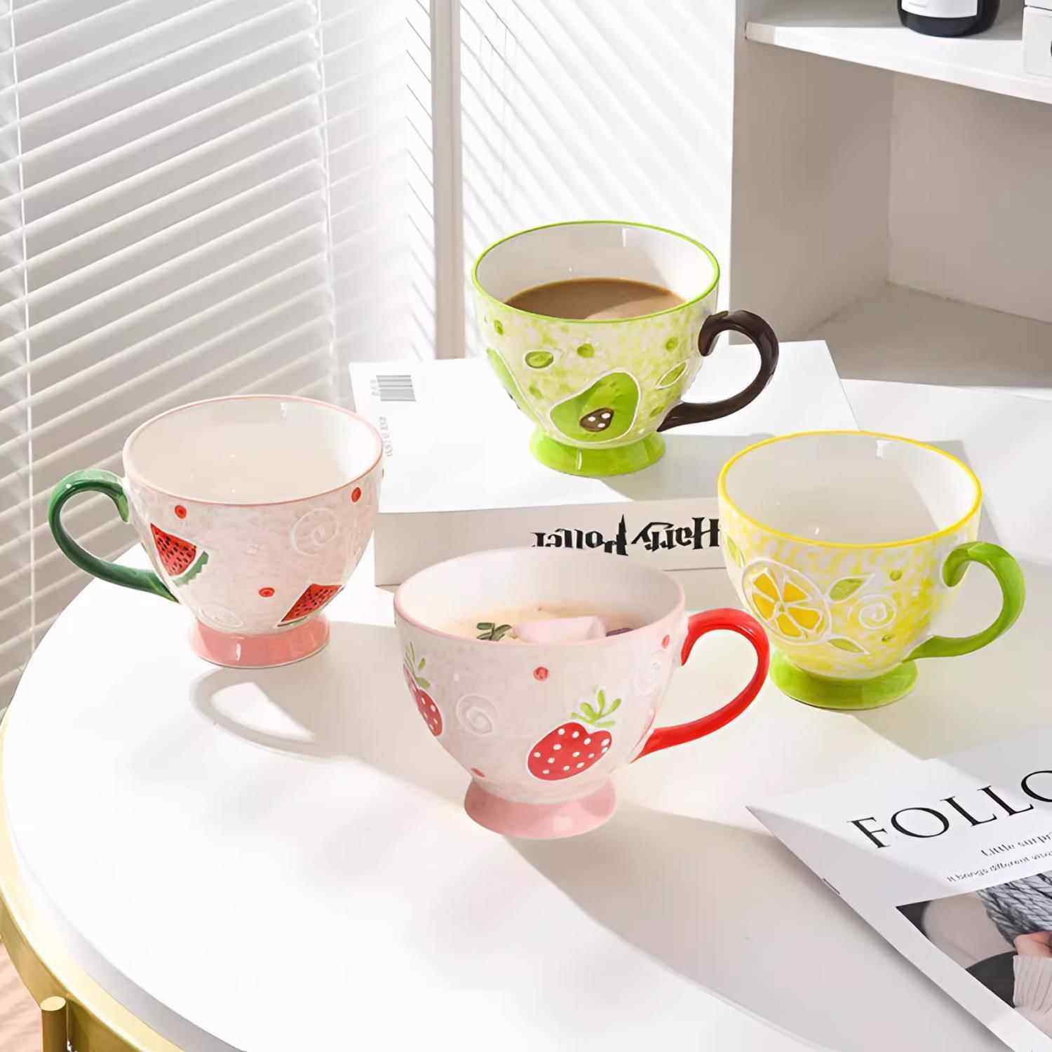 早餐杯高颜值陶瓷耐高温大容量燕麦牛仔杯家用马克杯咖啡杯子水杯