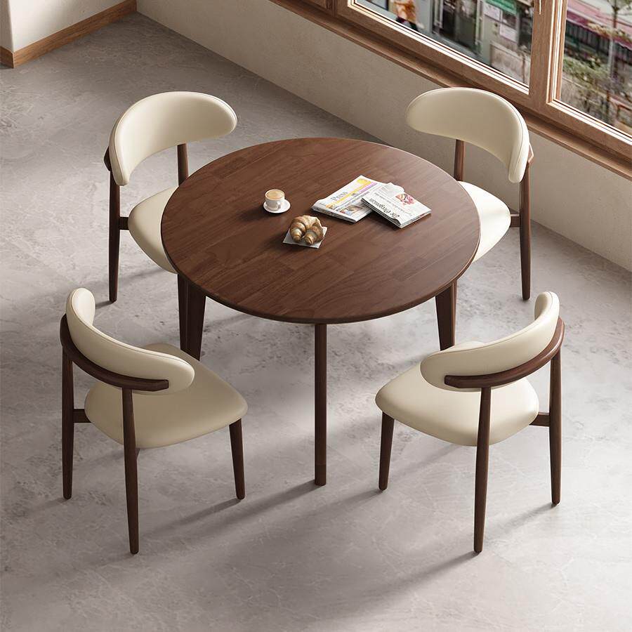 实木小圆桌餐桌小户型家用阳台洽谈桌椅组合圆形小茶桌咖啡厅桌子