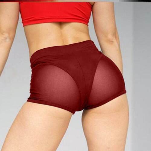 短裤Sexy mesh sports yoga underwear stretch bottoming shorts