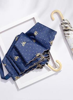 雨伞厂家三折金勾晴雨两用伞女黑胶遮阳防晒防紫外线太阳伞