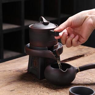 紫陶懒人套具套装磨功夫泡茶器茶整家石紫陶自动用紫砂陶瓷茶壶可