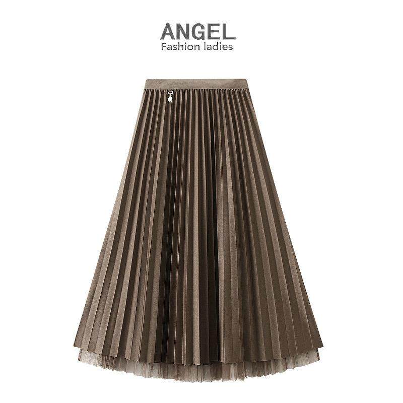 双面穿百褶裙纱裙半身秋冬大码a字裙新款遮肚子半裙D定制