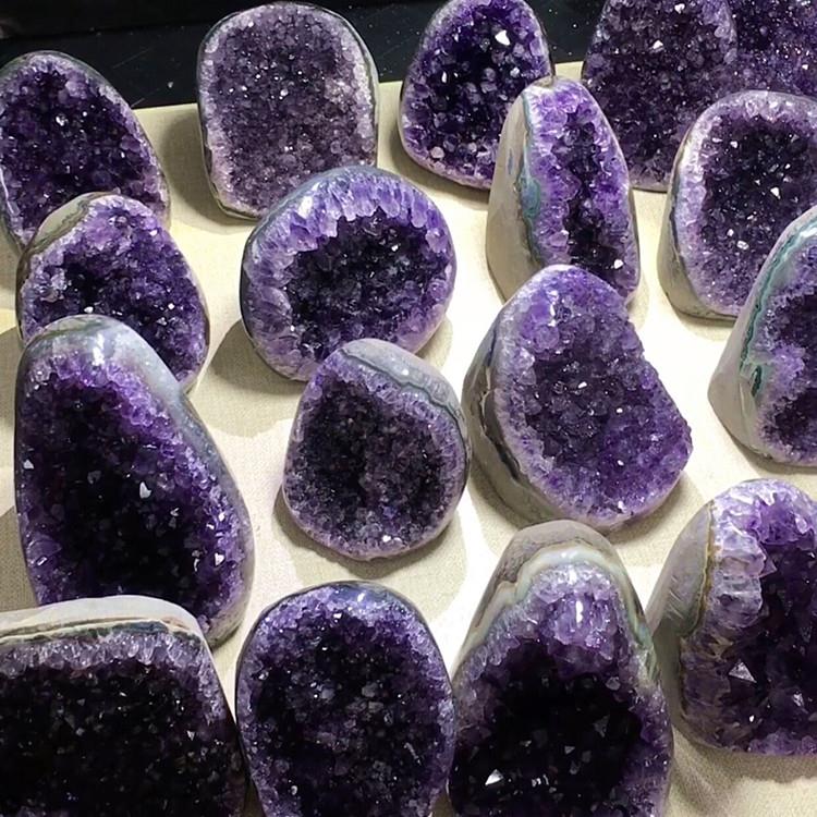 天然乌拉圭紫水晶簇紫晶洞片原矿石聚宝盆家居装饰摆件