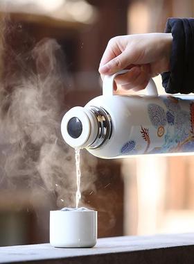 钱龙纳泡福31679式6不钢焖茶锈壶老白茶焖壶户外便携智能温显保温