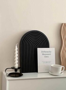 北欧水波纹木质板黑色托 托盘ins风香薰收纳置物下午茶盘子拍照道