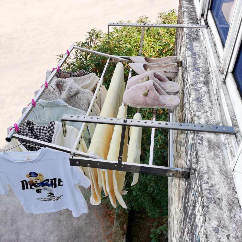 窗外晾衣架阳台挂室外挂架窗户窗台晒鞋架子折叠窗口晾晒杆晾鞋架