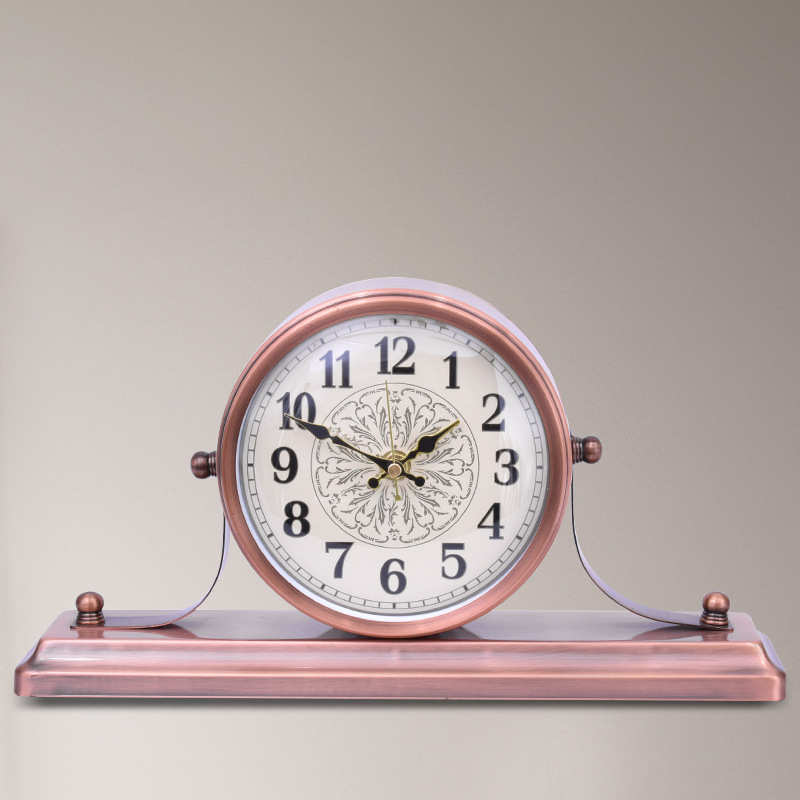 轻奢家居时尚座钟个性创意台钟床头柜摆件美式桌面钟金属电镀立钟