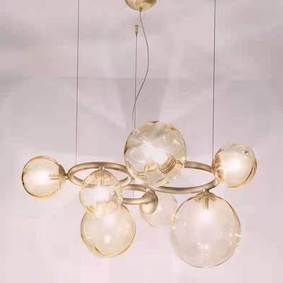 新款直销北欧吊灯现代简魔豆客厅卧室儿童房餐厅烟灰色玻璃灯具长