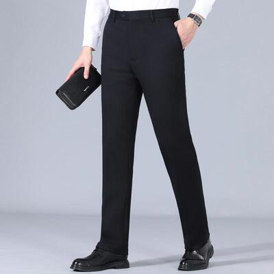 冬季弹烫西裤商务直筒男装羊毛裤子中年爸力爸802-8621男秋士西装
