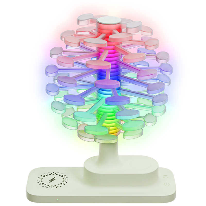 新款无线充小夜灯创意折叠螺旋树三合一无线充氛围灯桌面摆件,家装灯饰光源,小夜灯,淘宝优惠券,粉丝福利购,淘宝优惠卷