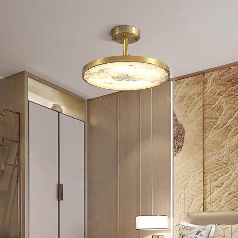 新中式吸顶灯中国风法式全铜客厅灯具别墅餐厅卧室古典led铜灯具