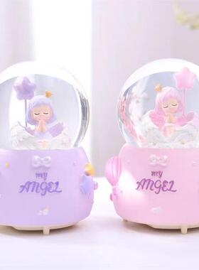 树脂水晶球小夜灯音乐盒旋转八音盒有礼盒摆件定制带灯旋转夜灯