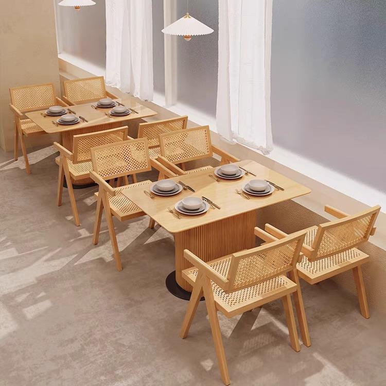 港风茶餐厅实木餐桌椅组合主题火锅店中式料理店面馆靠墙卡座沙发