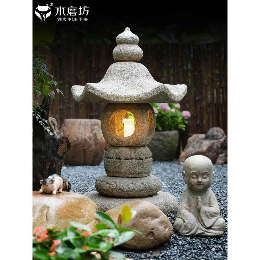 水磨坊中式彷古太阳能庭院灯园林石灯笼景观灯别墅花园造景户外灯