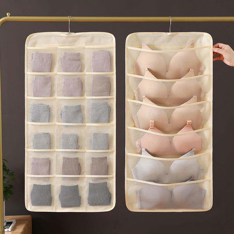 内衣收纳挂袋悬挂式双面收纳袋内衣裤文胸装袜子衣柜宿舍收纳神器
