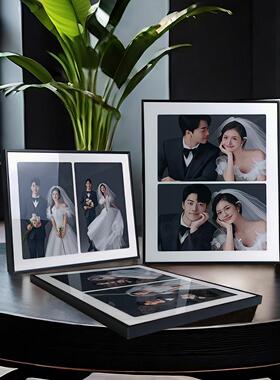 摆台相框照片定制婚纱写真全家福摆件黑色金属相框相册打印洗照片