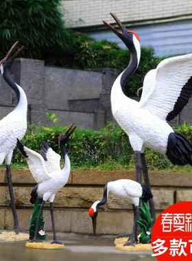 真丹顶鹤00户外丹仙鹤玻璃钢动仿物雕塑公园景池观庭院水顶房地产