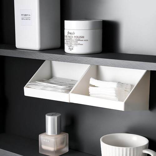 Mirror cabinet storage box with layered compartments for org