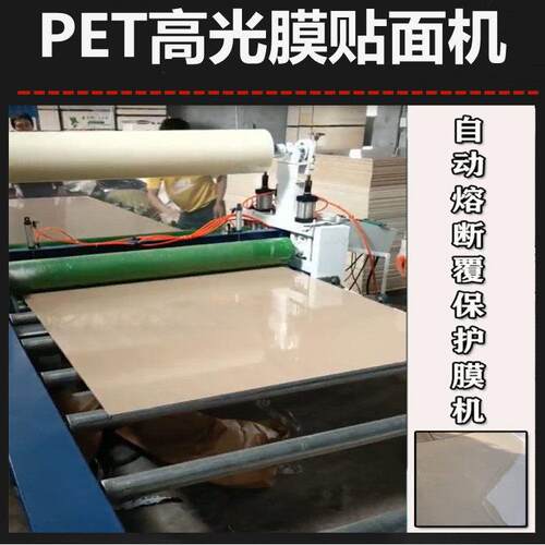 pur热熔胶木饰面板PET光板贴面机 自动修边防火门板覆膜机