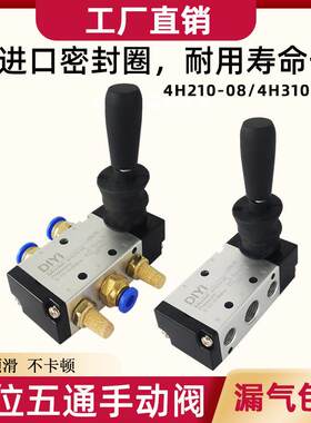 汽气缸气压电磁控制阀气动开关手动阀手板手控气阀一进一出4h2108