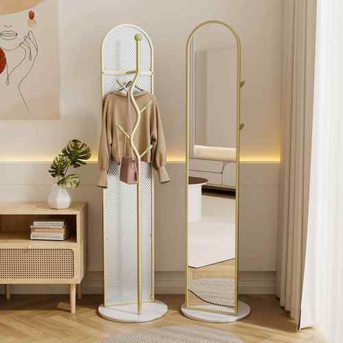 旋转全身镜挂衣架穿衣镜家用衣帽架镜子置物架落地镜女生试衣镜