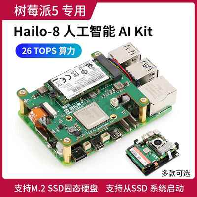 Raspberry Pi AI Kit 树莓派5 AI Kit PCIE转M.2扩展板 Hailo-8