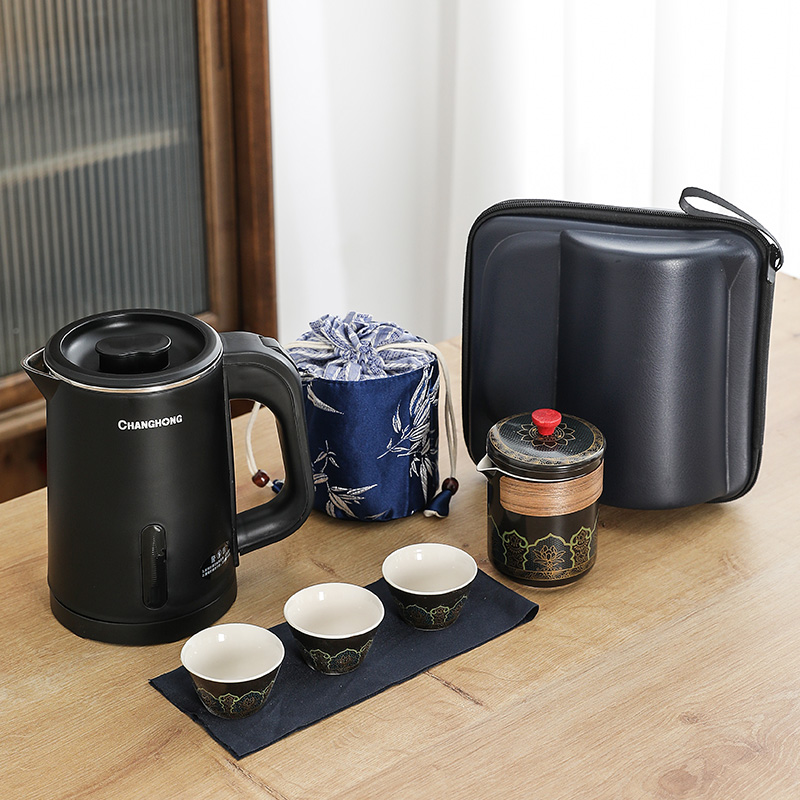 便携式煮茶炉电热烧水壶旅行茶具套装煮茶壶办公室随手泡茶壶简约