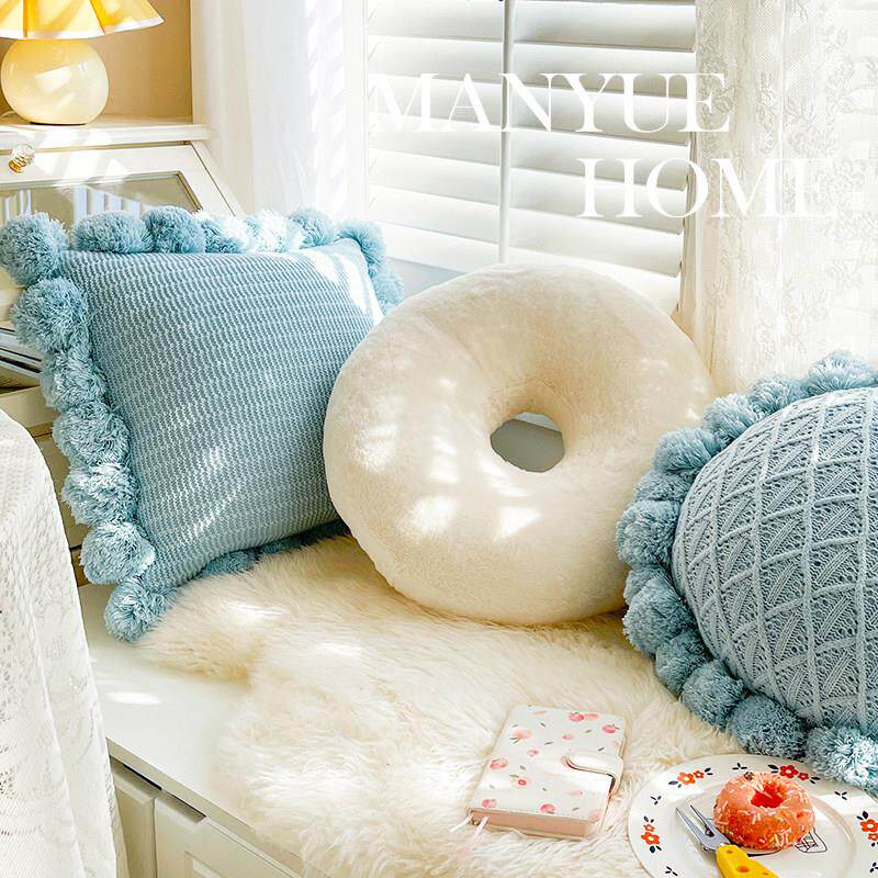 manyujia风格可爱的凸窗沙发枕垫斯堪的纳维亚针织枕套没有核心腰