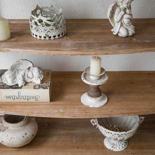 法式创意复古置物架多层实木花架落地五层书架罗马柱造型做旧家具