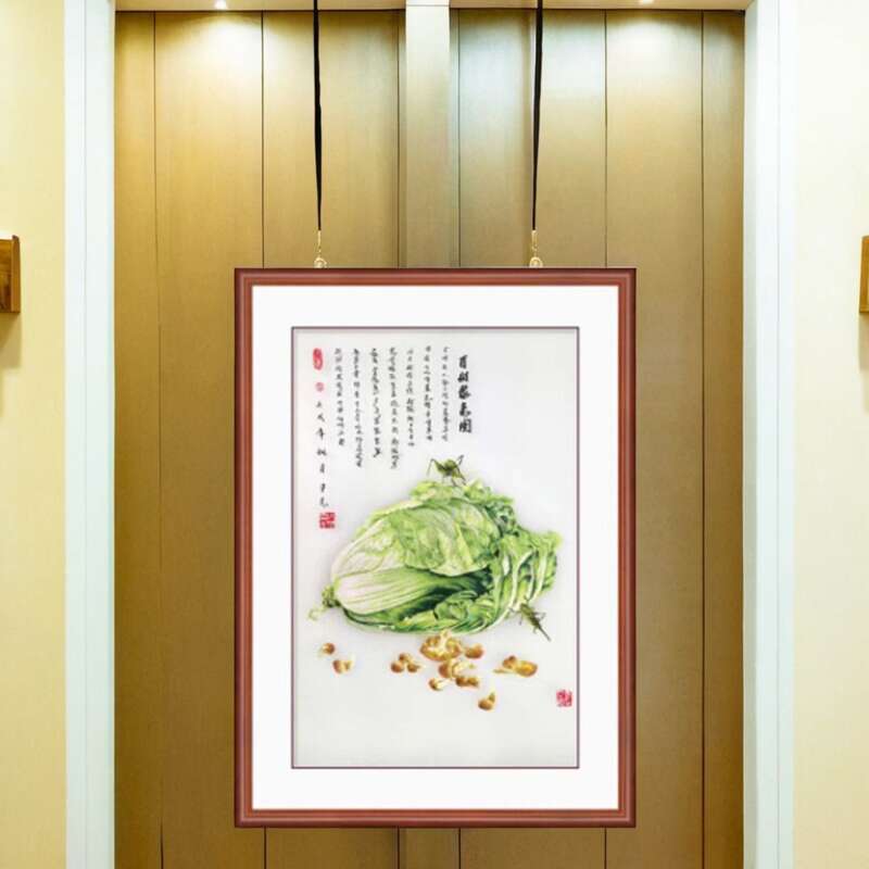 苏绣成品挂画苏州苏绣玄关装饰画玄关多图案定制刺绣品装裱实木框图片