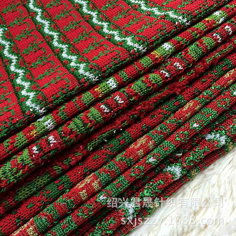 多彩粗针织提花针织织毛线面料 服LFK装针面料 毛提花线针布家纺