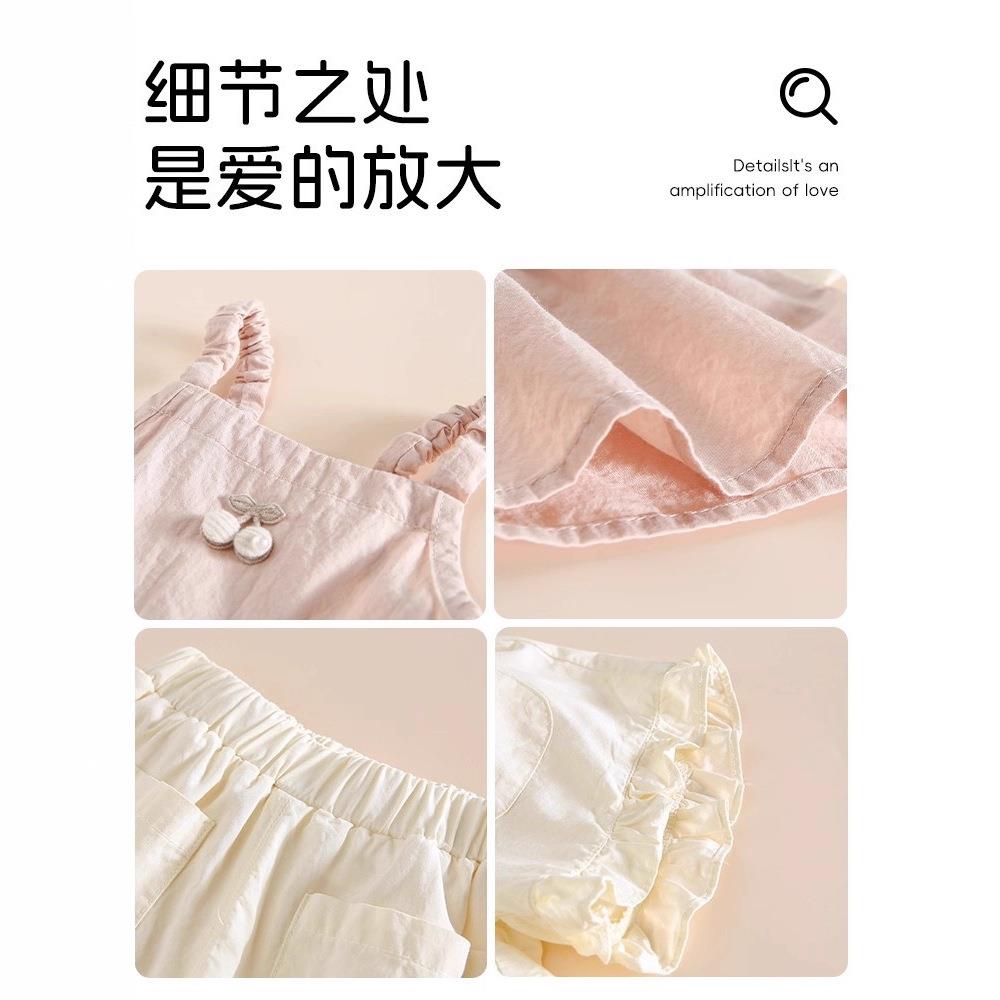 新款女童宝宝套装吊带短裤夏季外出韩系婴幼童夏无袖裤子两件套装