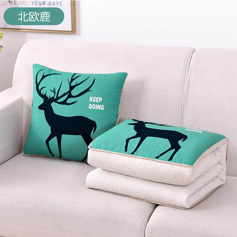 数码亚麻风格二合一抱枕被子两用沙发抱枕汽车多功能广告礼品