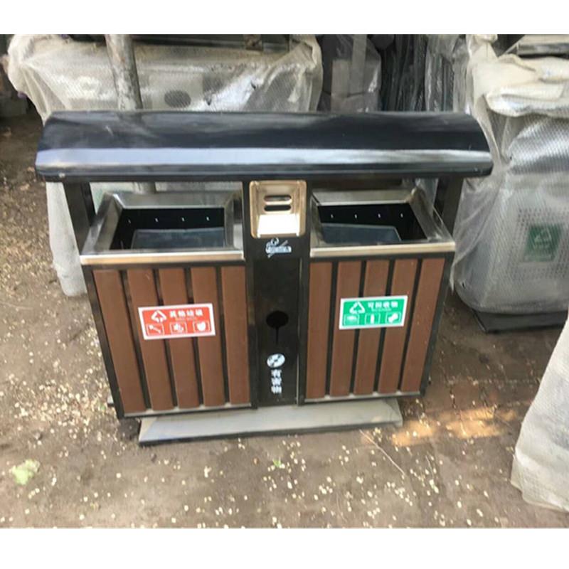 厂家塑木果皮箱镀锌板垃圾桶户外分类垃圾箱现货供应