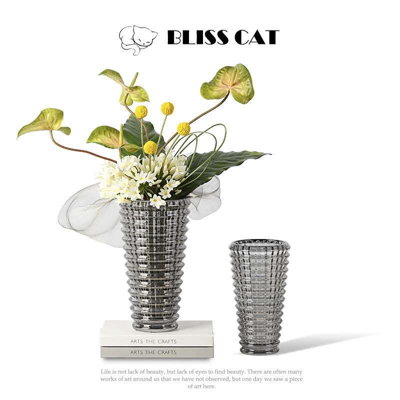 现代轻奢法式透明璀璨玻璃花瓶酒店客厅餐厅桌面装饰插花花器摆件