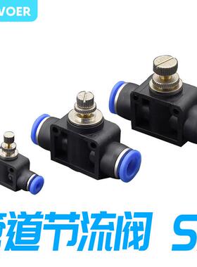 1个气动接头管道节流阀SA-4-6-8-10-12直通快插快速对接管道阀