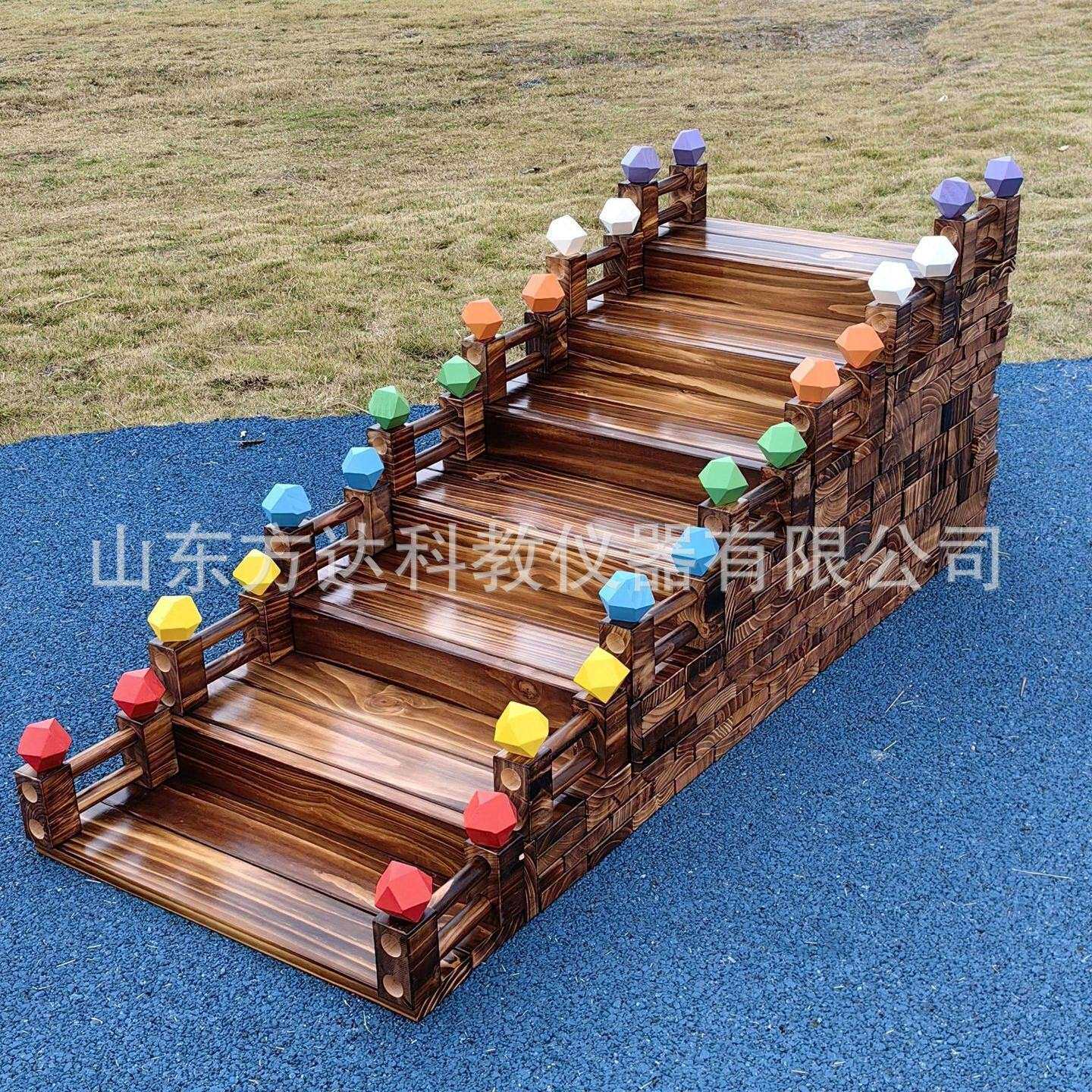 安吉游戏大型碳化叠石积木幼儿园户外儿童建构区拼赵州桥搭建积木图片