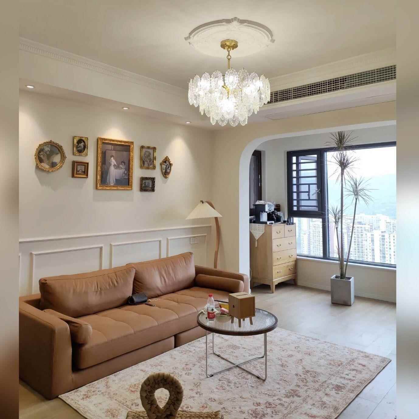 法式轻奢水晶客厅吊灯现代奶油风餐厅卧室灯饰设计师复古玻璃吊灯