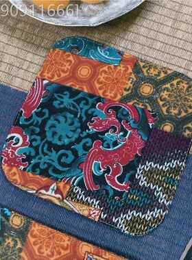 引之麻加厚印式花茶席布艺RIS桌旗吸水茶棉布茶意杯垫禅中复古民