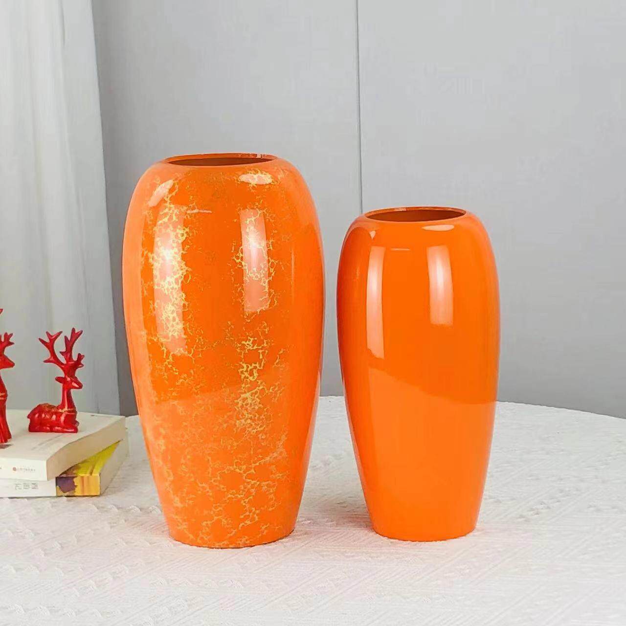 花瓶家居装饰插花摆件仿陶瓷树脂花瓶客厅桌摆中号花瓶工艺品摆件