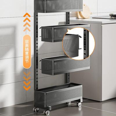 厨房夹置物架超窄缝缝可调节JFJ-7039小移动多层零食缝推车冰箱侧