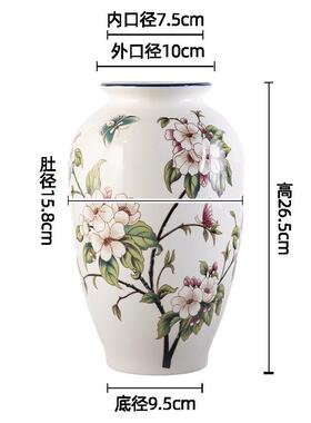 欧式复古陶瓷花家用客厅插花装饰品陶瓷摆件花鸟图餐桌花摆件