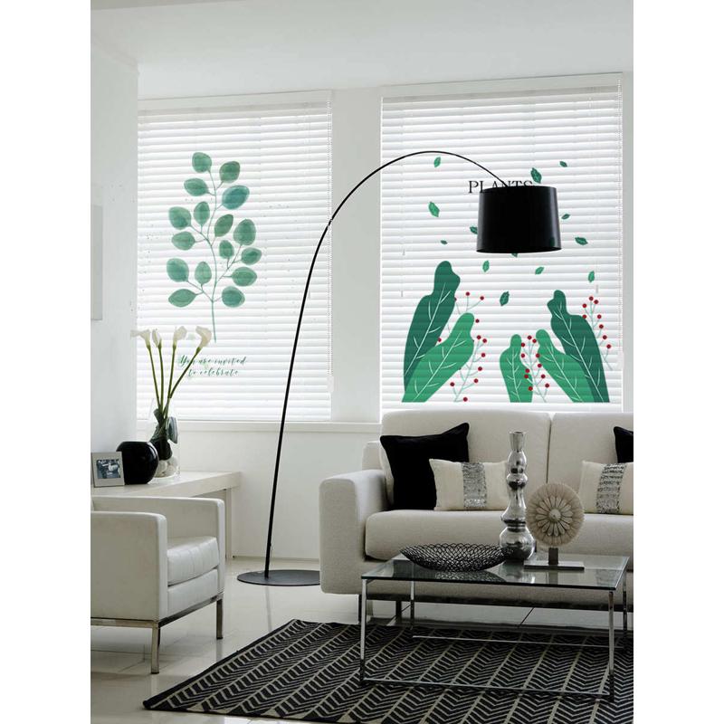 Q683ins小清新印花铝百叶窗帘升降遮光卷帘厨房卫生间卧室电动免