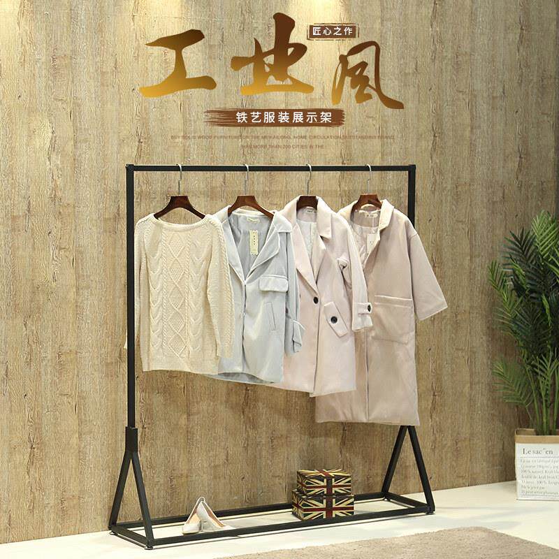 欧式铁艺服装架展示架 落地式婚纱陈列架 服装店货架侧挂龙门衣架