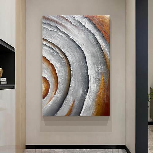 客厅现代简约落地画玄关肌理挂画别墅轻奢装饰画手绘立体抽象油画